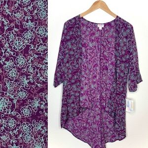 Floral Swim Cover Up Kimono Purple Blue NWT Lularoe Lindsay